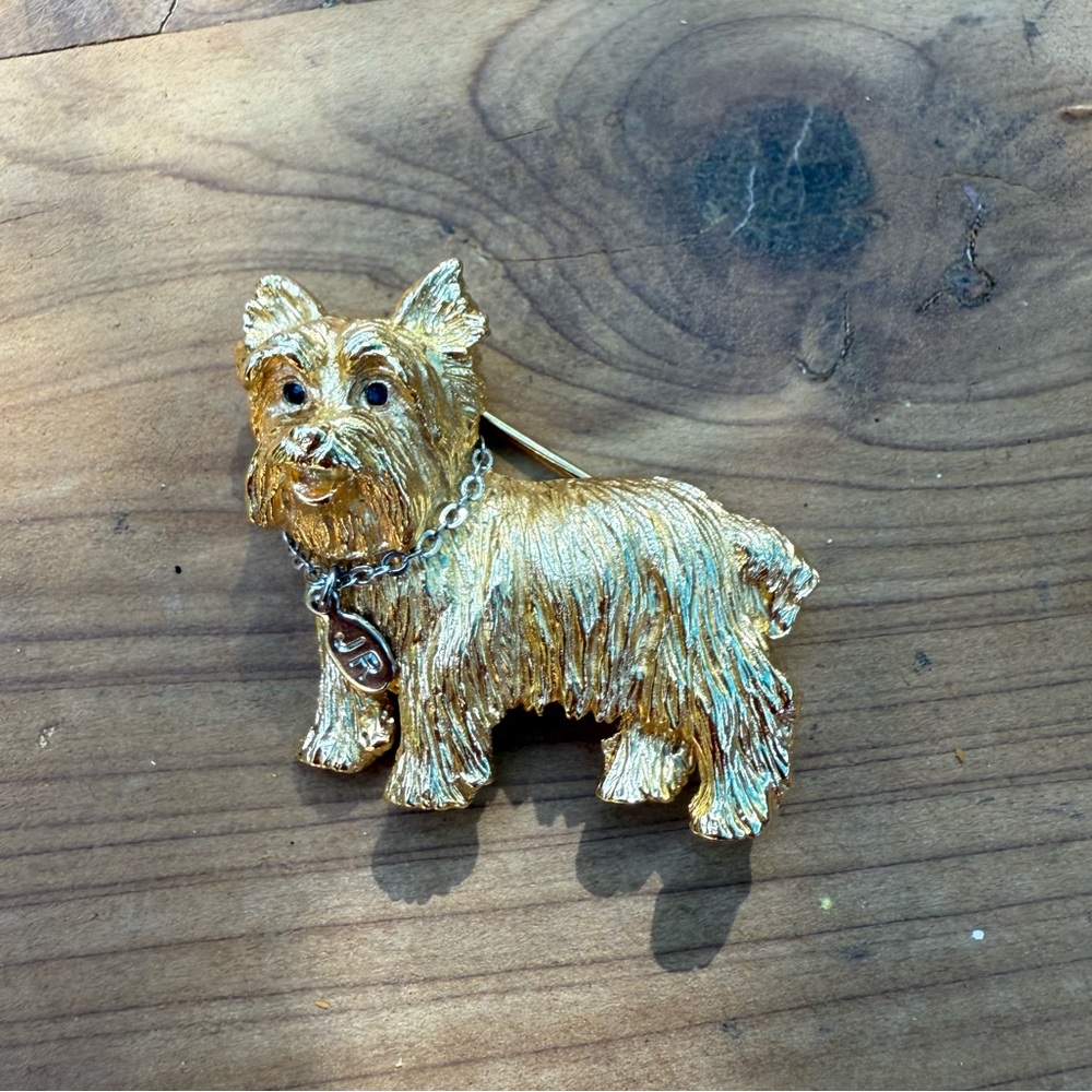 Joan Rivers Signed Yorkie Terrier Dog Brooch